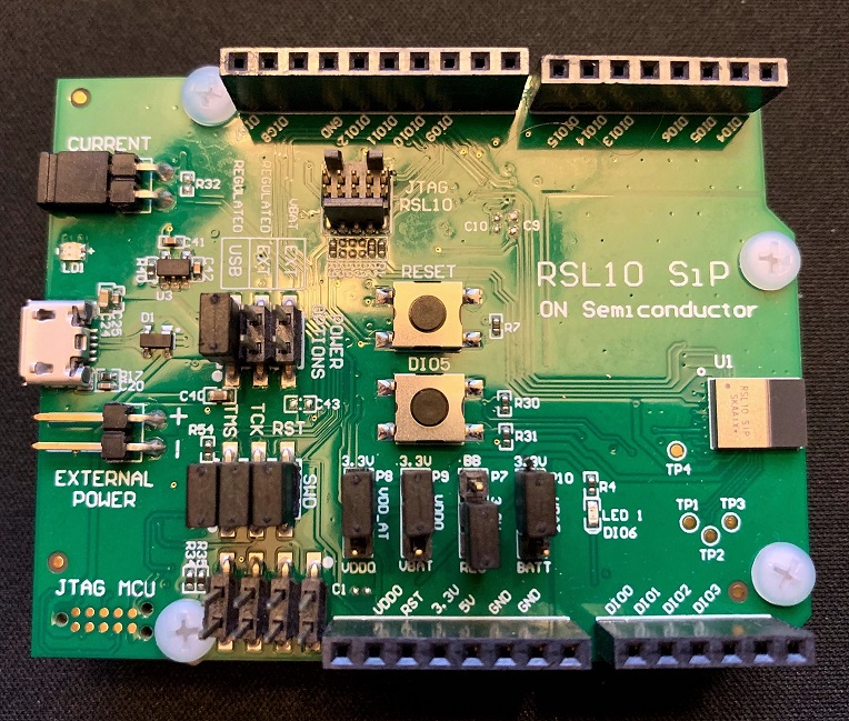 The RSL10-SIP-001GEVB evaluation board I am working with